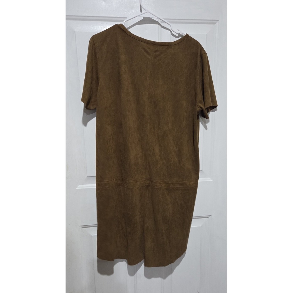 Cowgirl Justice Brown Faux Suede Knee Length Short Sleeve Dress Women XL - Picture 2 of 6